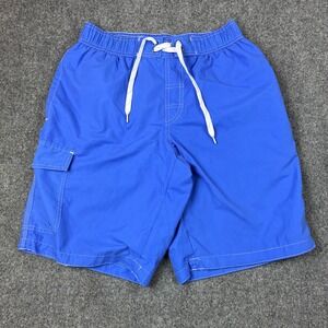 St Johns Bay Mens Size Medium W28 Blue Cargo Swim Trunks Mesh Lined Board Shorts